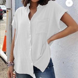 NEVER WORN white relaxed button up shirt size M